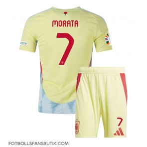 Spanien Alvaro Morata #7 Replika Bortatröja Barn EM 2024 Kortärmad (+ Korta byxor)